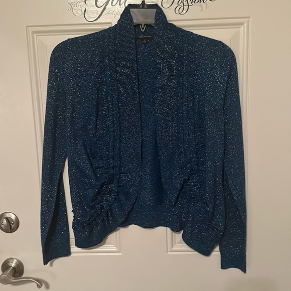 Anne Klein Blue pleated front cardigan / Size M / NWT / L-5 - Picture 1 of 10